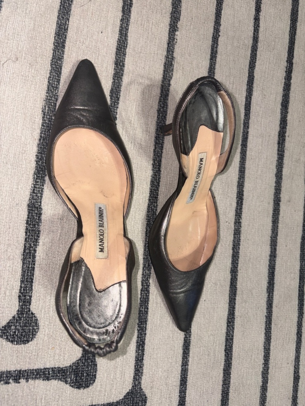 Manolo Blahnik Black Leather Pointed D'Orsay Heels
